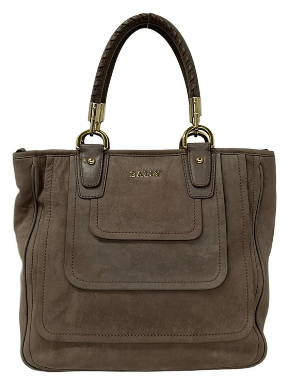 BALLY Gray Beige Nubuck Handbag